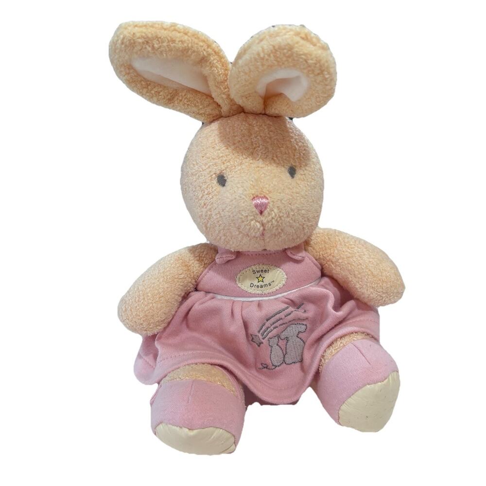 Vintage CARTERS Baby Pink Yellow Plush Bunny Sweet Dreams Stuffed Animal Lovey